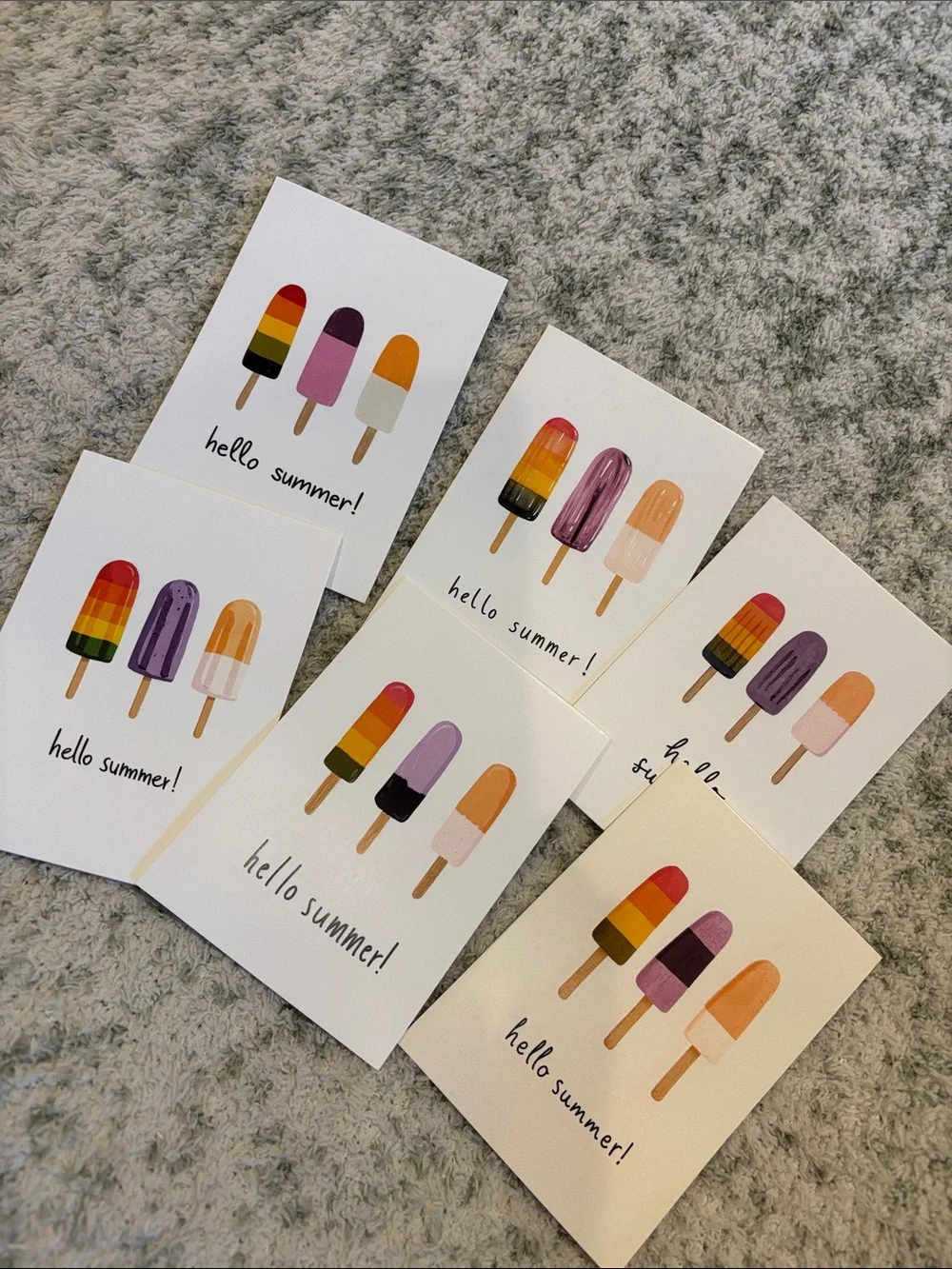 Hello Summer! Popsicle Greeting Cards Variety Pk  Set of Six NWT